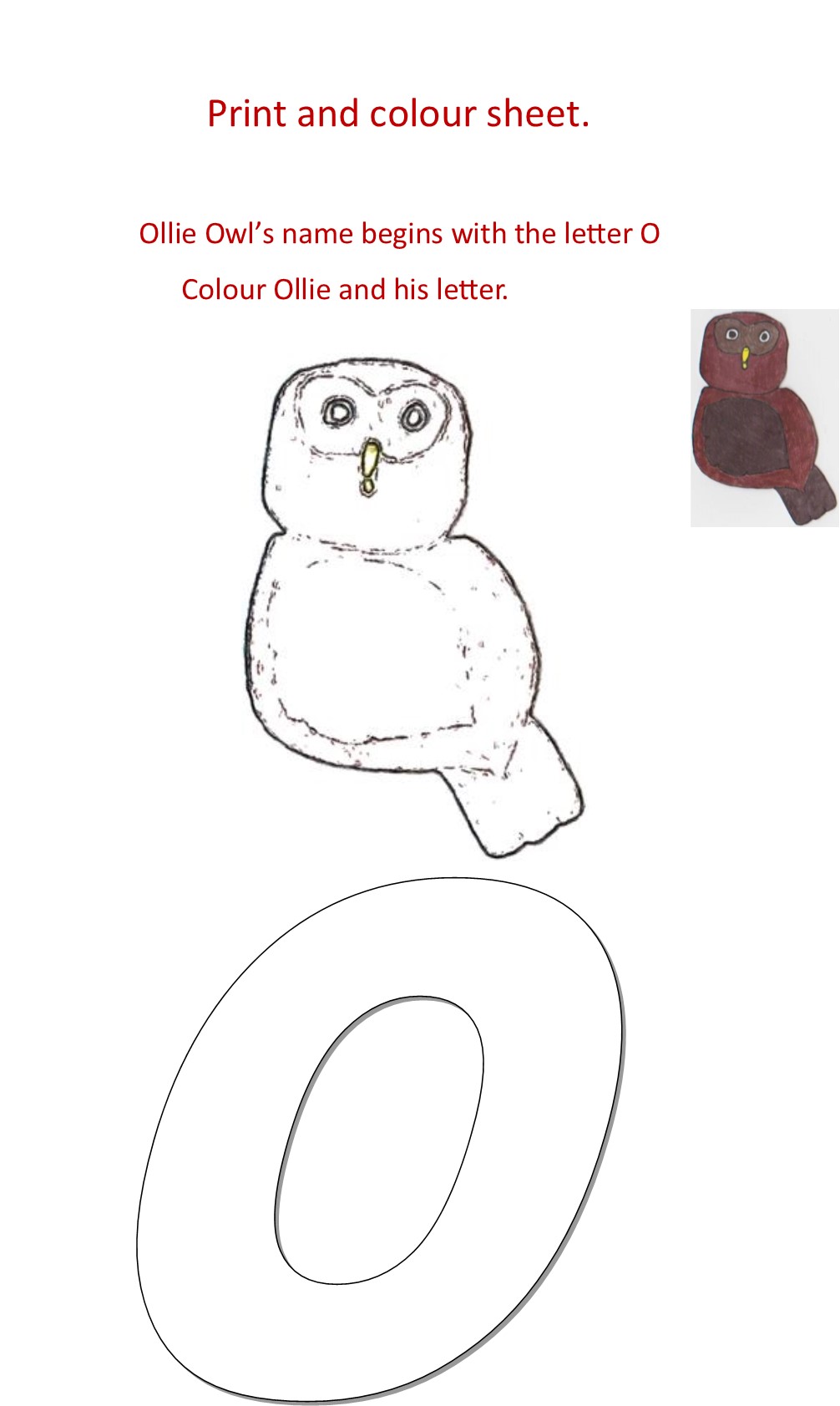 Ollie Owl colouring
